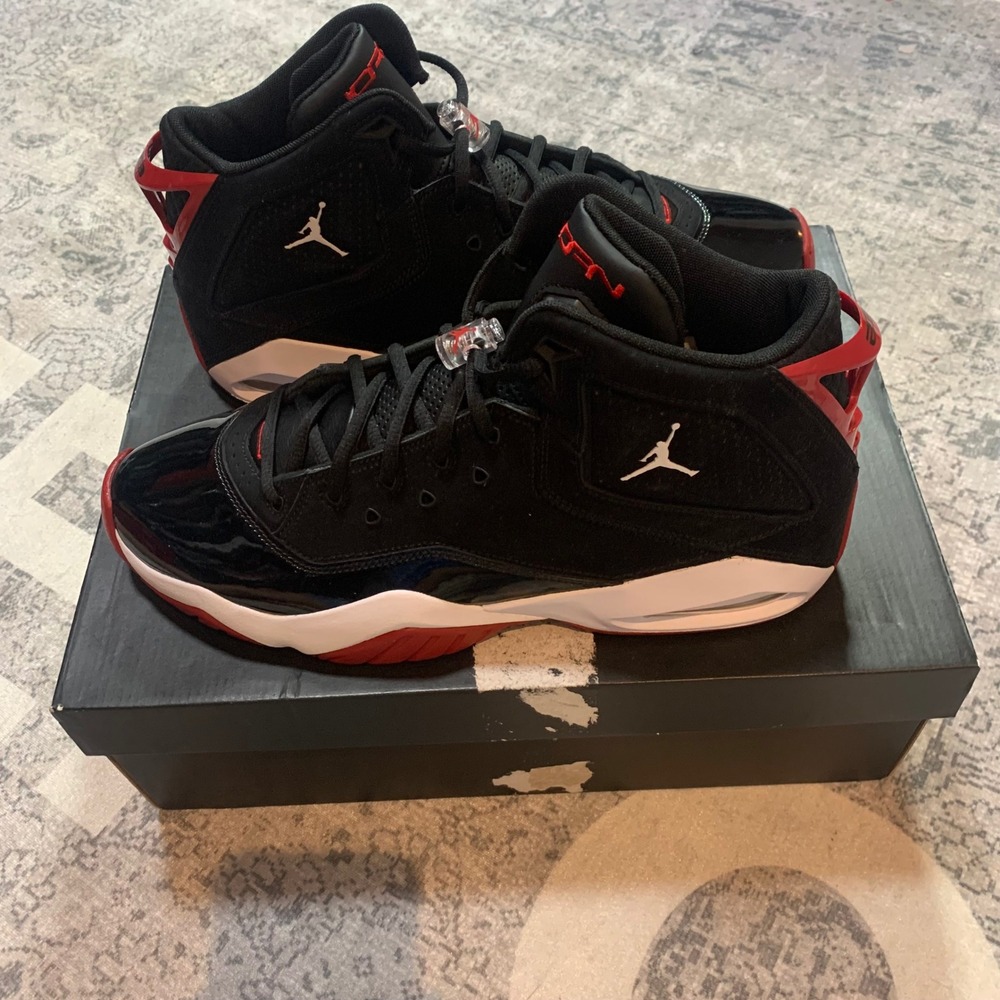 Jordan Lift Off Mens 11.5 Black Red White Patent Leather Sneakers 315317-026